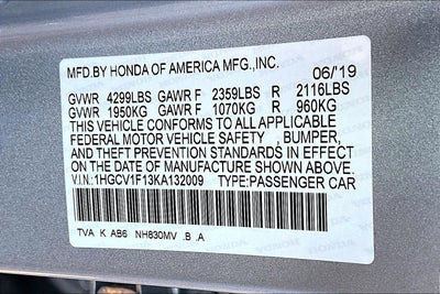 2019 Honda Accord Sedan LX 1.5T