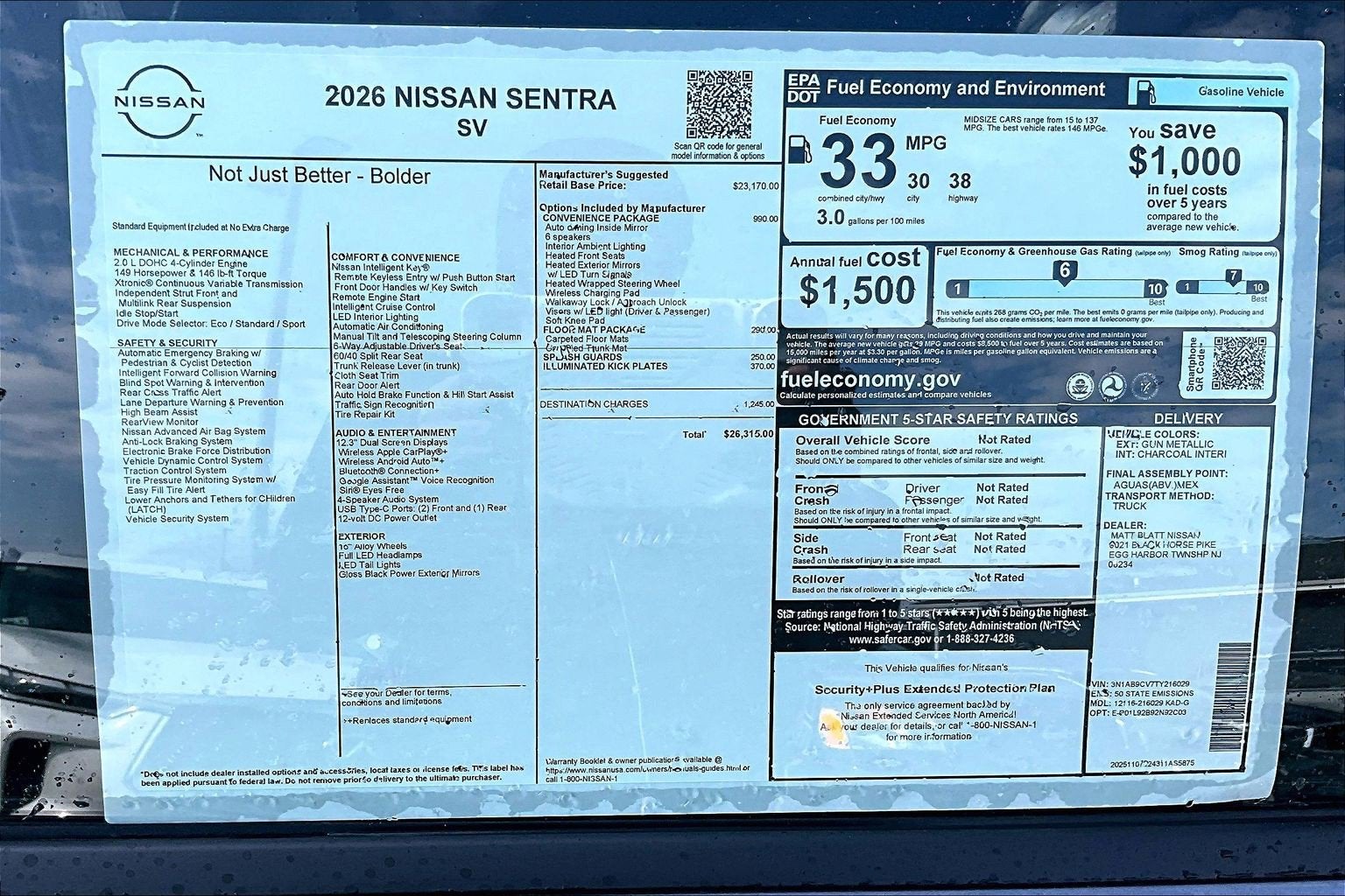 2026 Nissan Sentra SV