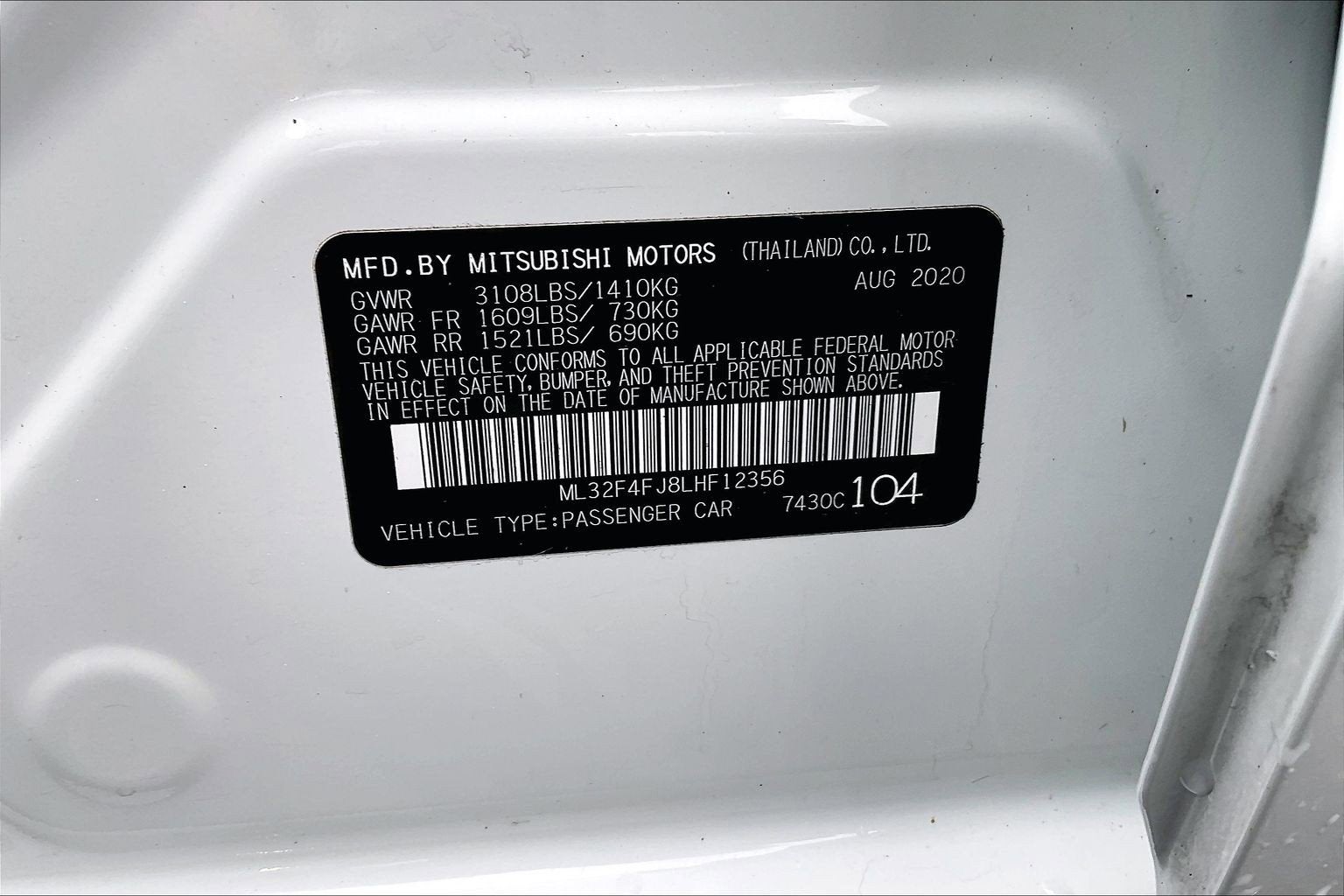 2020 Mitsubishi Mirage G4 LE